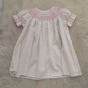 Vintage Rosebud Creations white and pink smocked dress size 6 M